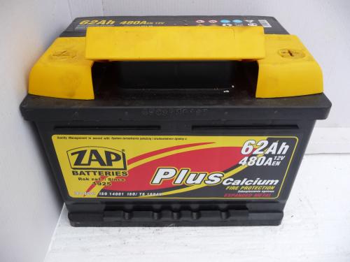 Autobaterie ZAP PLUS 12V 62 Ah 480 A